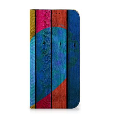 iPhone 16 Plus Book | Wallet Case | Wood Heart - Cadeau voor je Vriend