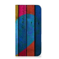 iPhone 16 Plus Book | Wallet Case | Wood Heart - Cadeau voor je Vriend
