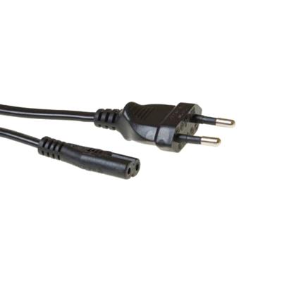 ACT netsnoer euro male - c7 female zwart 1 m