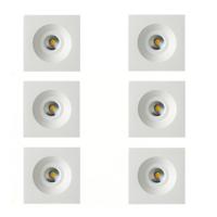 Set van 6 Ivy Inbouwspot Vierkant Wit