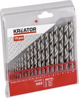 Kreator Metaalborenset HSS 19-delig 1-10mm - thumbnail