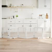 VidaXL Hondenhek inklapbaar met deur 6 panelen 300 cm populierhout wit