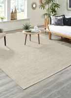 Karpet24 Stockholm glad geweven handgemaakt wollen vloerkleed Cream Beige-160 x 230 cm - thumbnail