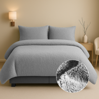 Dekbedovertrek Teddy Lichtgrijs Effen 200x200 Cm Verwarmend Fresh And Co - Dekbed-Discounter.nl