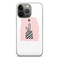 Zwart-wit cactus: iPhone 13 Pro Transparant Hoesje