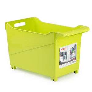 Kunststof trolley lime groen op wieltjes L45 x B24 x H27 cm   -