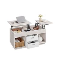 Salontafel met opklapbaar blad en verborgen opbergruimte, havermoutbeige