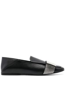 Sergio Rossi crystal-embellished leather ballerina shoes - Noir