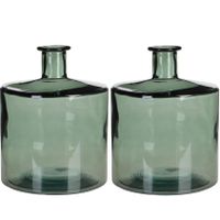 2x stuks fles vazen Guan H26 x D21 cm groen gerecycled glas