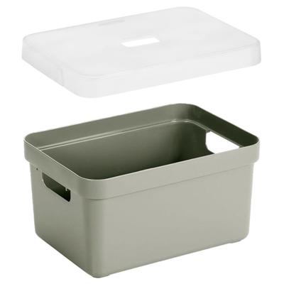 Sunware Opbergboxes manden - 4x - lichtgroen - 5L - kunststof - transparante deksel - 25x18x12 cm