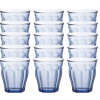 Drinkglazen/waterglazen Picardie - 18x stuks - blauw glas - 250 ML