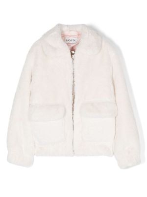 Lanvin Enfant veste en peau lainée artificielle à col arrondi - Tons neutres