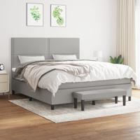 Boxspring met matras stof lichtgrijs 180x200 cm