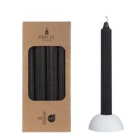 Potlood kaarsen set 4 stuks dia. 2.2 x H 20 cm zwart - Hortus