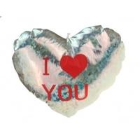 Sierkussen - zilver - 14 cm - glimmend - hart I Love You - Valentijn