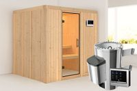 Karibu | Daria Sauna | Helderglas Deur | Biokachel 3,6 kW Externe Bediening - thumbnail