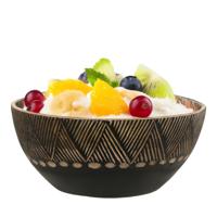 Fruitschaal/fruitmand - serveer schaal - mango hout - D25 x H10 cm - broodmand - zwart