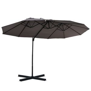 parasol met zwengel dubbele parasol tuinparasol zonwering metaal grijs