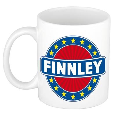 Finnley voornaam koffiemok - beker - wit/blauw - 300 ml - Cadeau - Heren - Collega - Vaderdag Finnley voornaam koffiemok - beker - wit/blauw - 300 ml - Cadeau - Heren - Collega - Vaderdag