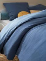100% tweekleurige dekbedhoes + kussensloop van katoengaas kinderen blauw
