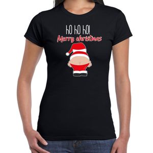 Fout kersttrui t-shirt voor dames - Kerstman - zwart - Merry Christmas