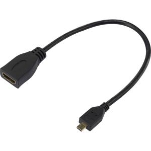 SpeaKa Professional SP-7870588 HDMI Adapter [1x HDMI-stekker D micro - 1x HDMI-bus] Zwart Vergulde steekcontacten 20.00 cm