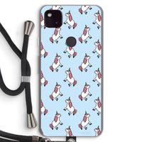Eenhoorns overal: Pixel 4a 5G Transparant Hoesje met koord