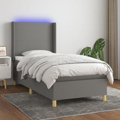 Boxspring met matras en LED stof donkergrijs 80x200 cm