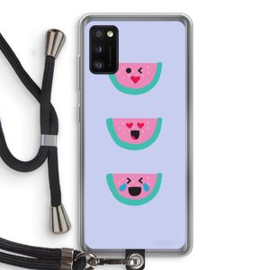 Smiley watermeloen: Samsung Galaxy A41 Transparant Hoesje met koord