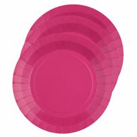 20x Stuks feest gebaksbordjes fuchsia roze - karton - 17 cm - rond - thumbnail