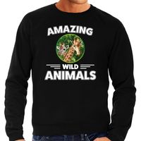 Sweater giraffen amazing wild animals / dieren trui zwart voor heren