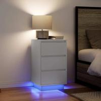 Nachtkastje met LED-verlichting 38x34x65 cm wit