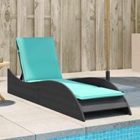 Ligbed met kussen zwart 60x205x73 cm poly rattan