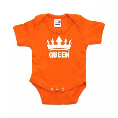 Oranje koningsdag romperje Queen met kroon baby Oranje koningsdag romperje Queen met kroon baby