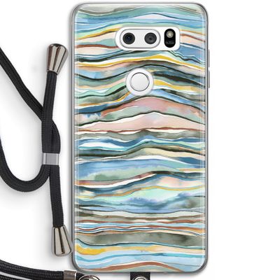 Watercolor Agate: LG V30 Transparant Hoesje met koord