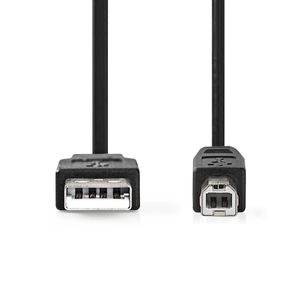 Nedis USB-Kabel | USB 2.0 | USB-A Male | USB-B Male | 10 W | 480 Mbps | Vernikkeld | 2.00 m | Rond | PVC | Zwart | Label - CCGL60100BK20