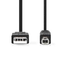 Nedis USB-Kabel | USB 2.0 | USB-A Male | USB-B Male | 10 W | 480 Mbps | Vernikkeld | 2.00 m | Rond | PVC | Zwart | Label - CCGL60100BK20 - thumbnail