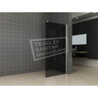 Wiesbaden Rauch Inloopdouche Rookglas (90x200 cm) 10mm NANO Anti-Kalk met Muurprofiel