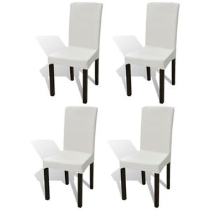 VidaXL Stoelhoezen 4 st stretch recht crèmekleurig