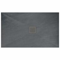 Douchebak REA Grey rock | 80x120x3.5 cm | Incl.Afvoersifon | Acryl | Rechthoek | Grijs mat
