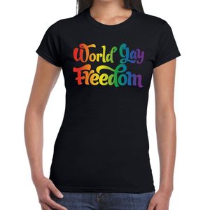 World gay freedom gaypride shirt zwart voor dames