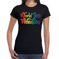 World gay freedom gaypride shirt zwart voor dames