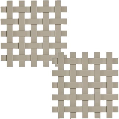 Set van 4x stuks taupe pannenonderzetters gevlochten siliconen 17 x 17 cm