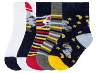 lupilu Babyjongens sokken, 5 paar, met bio-katoen  (19-22, Dieren/Marineblauw/Grijs/Geel/Rood)