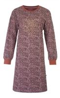 Dames nachthemd - Brown Leopard - 100% katoenen nachtjapon lange mouw
