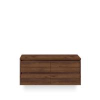 Dante Badmeubelset 120 cm - 4 laden Walnoot - Wastafel Bovenblad
