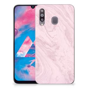 Samsung Galaxy M30 TPU Siliconen Hoesje Marble Pink - Origineel Cadeau Vriendin