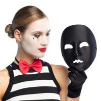 Verkleed gezichtsmasker Mime - zwart - volwassenen - Carnaval/themafeest