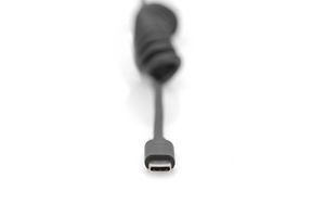 Digitus AK-300431-006-S USB-C Adapter [1x USB-C - 1x USB-C] Zwart Spiraalkabel 1 m