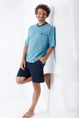 Hajo heren shortama blauw jacquard